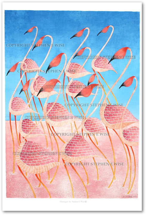 Buy Original Art Works from leading Contemporary Artist Stephen E Wise - Artwork Title : Flamingos